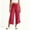 Red, variant on BUIGTTKLOP Capris Pants for Women Cotton Casual Summer Wide Leg Drawstring Elastic Trousers Side Split Beach Vacation Cropped Pants
