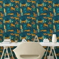 thumbnail image 2 of Ambesonne Cheetah Peel & Stick Wallpaper for Home, Exotic Modern Scandi Forest, 13"x100", Dark Yellow Petrol Blue, 2 of 5