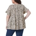 thumbnail image 3 of Agnes Orinda Women's Plus Size St. Patrick's Day Casual Top Round Neck Ruffle Sleeve Tiered Peplum Blouse 4X Apricot, 3 of 6