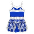 thumbnail image 6 of inhzoy Kids Girls Sparkly Sequins Dance Dress Sleeveless Leotards Tassel Modern Latin Jazz Dancewear Blue 10, 6 of 7