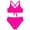 A Hot Pink, variant on Girls Swimsuit Criss Cross Tie Back Bikini Sets Contrast Trim Swimwear Two Piece Bathing Suit for Kids,Sizes 11-12 Years