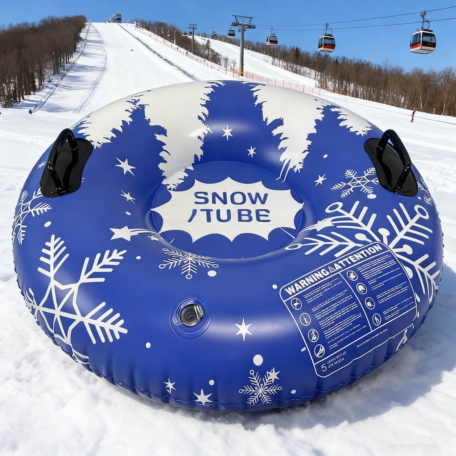 Thickened Snow Sled Inflatable Tube Sled with Handles Winter Snow Sledding Toy for Boys Girls Family Activities