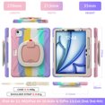 thumbnail image 7 of For iPad Air 11 inch M3 2025/M2 2024 Case, 360 Rotatable Handle Stand, Shoulder Strap, Drop-Proof Design, Colourful Pink, 7 of 7