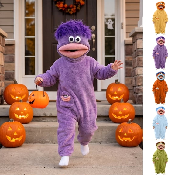 Big Mouth Monster Onesie Silly Monster Onesie Plush Onesie Pajamas Cozy Home Loungewear , 5 Colors, 120-150