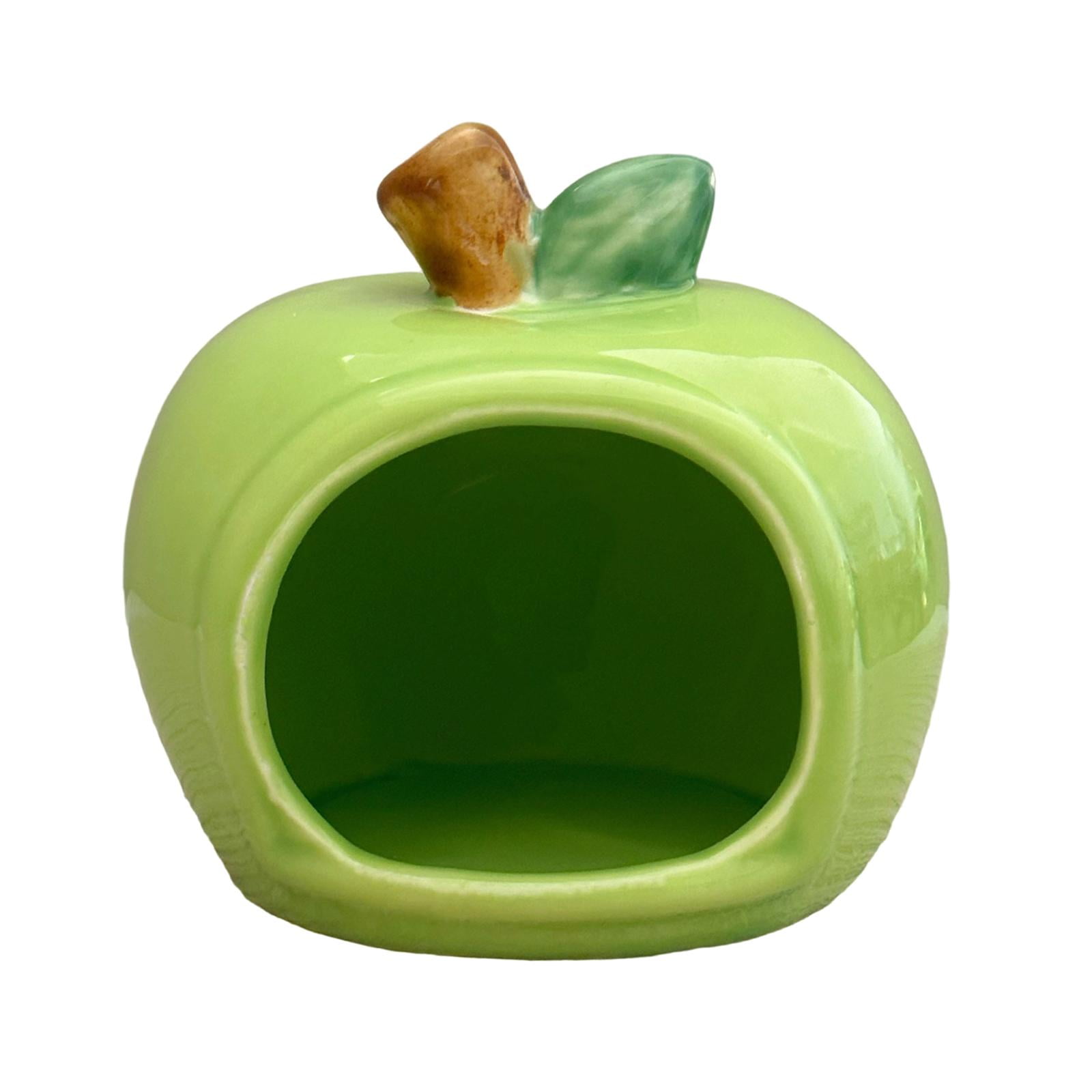 Bothyi Adorable Ceramic Hamster House Fruit Style Hideout Cave Food Bowl Decoration for Green