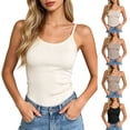 thumbnail image 1 of Gyexs Ribbed Tank Tops for Women Built in Bra Camisole Spaghetti Strap Activewear Summer Top Grey Size L, 1 of 6