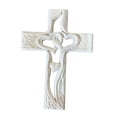 thumbnail image 3 of Cruz de madera tallada sagrada con corazones huecos entrelazados Cruz de mesa para sobremesa Grande Blanco, 3 of 9