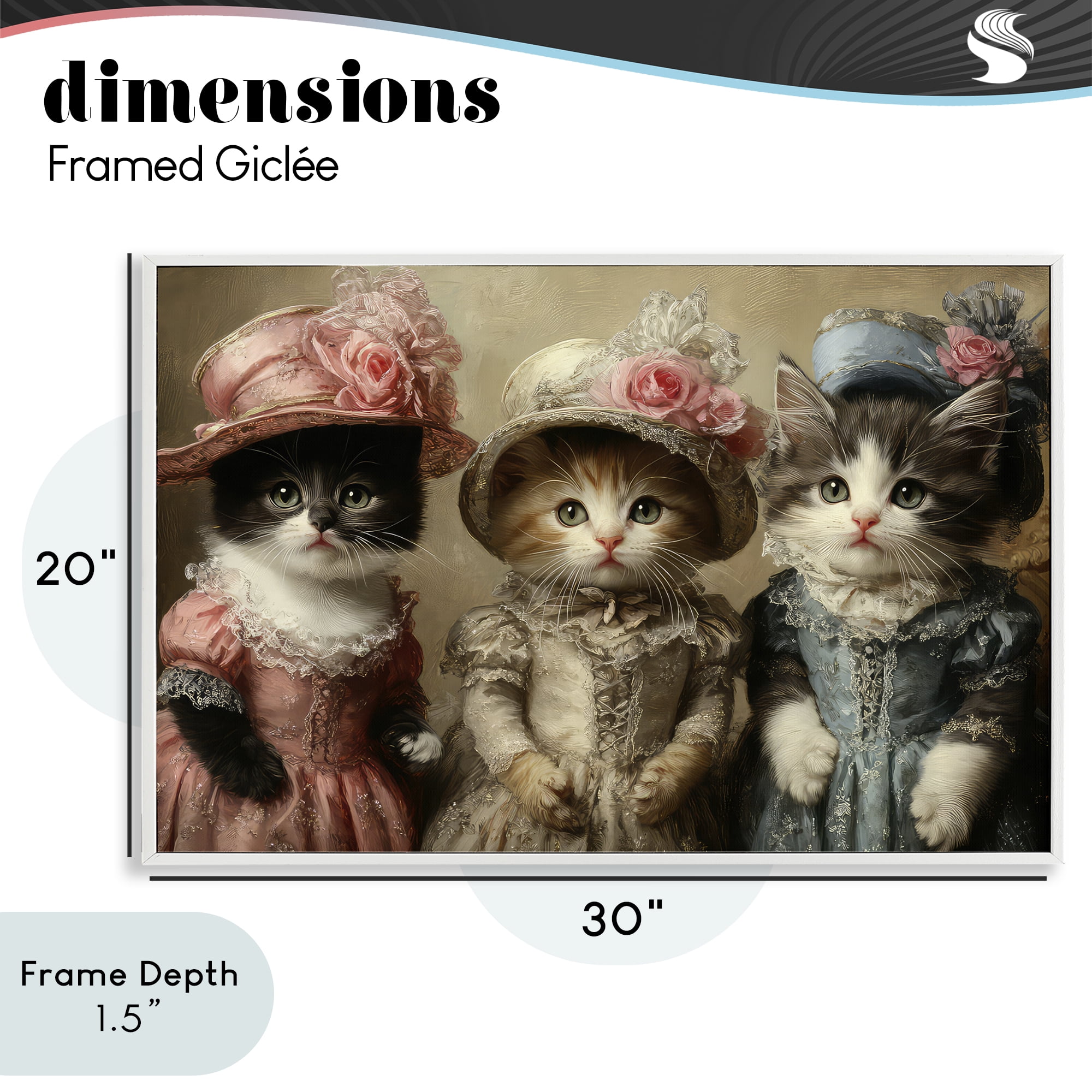 Stupell Industries Vintage Dress Cats White Framed Giclee Art, design by The Wands Want