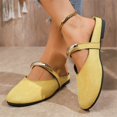 thumbnail image 6 of UDAUDU Womens Flats Mules Elegant Dressy Closed Toe Slip On Leather Shoes Adjustable Buckle Strap Mary Jane Casual Office Shoes Yellow US 7.5, 6 of 9