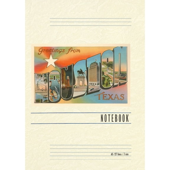 Vintage Lined Notebook Greetings from Houston, Texas, (Paperback)