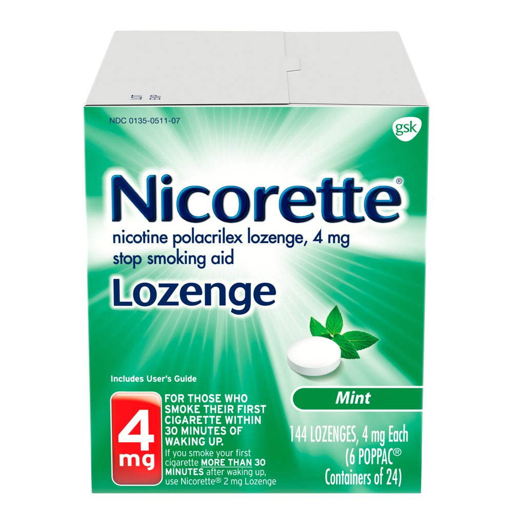 Nicorette Nicotine Lozenges to Stop Smoking, Mint Flavor, 4 Mg, 144