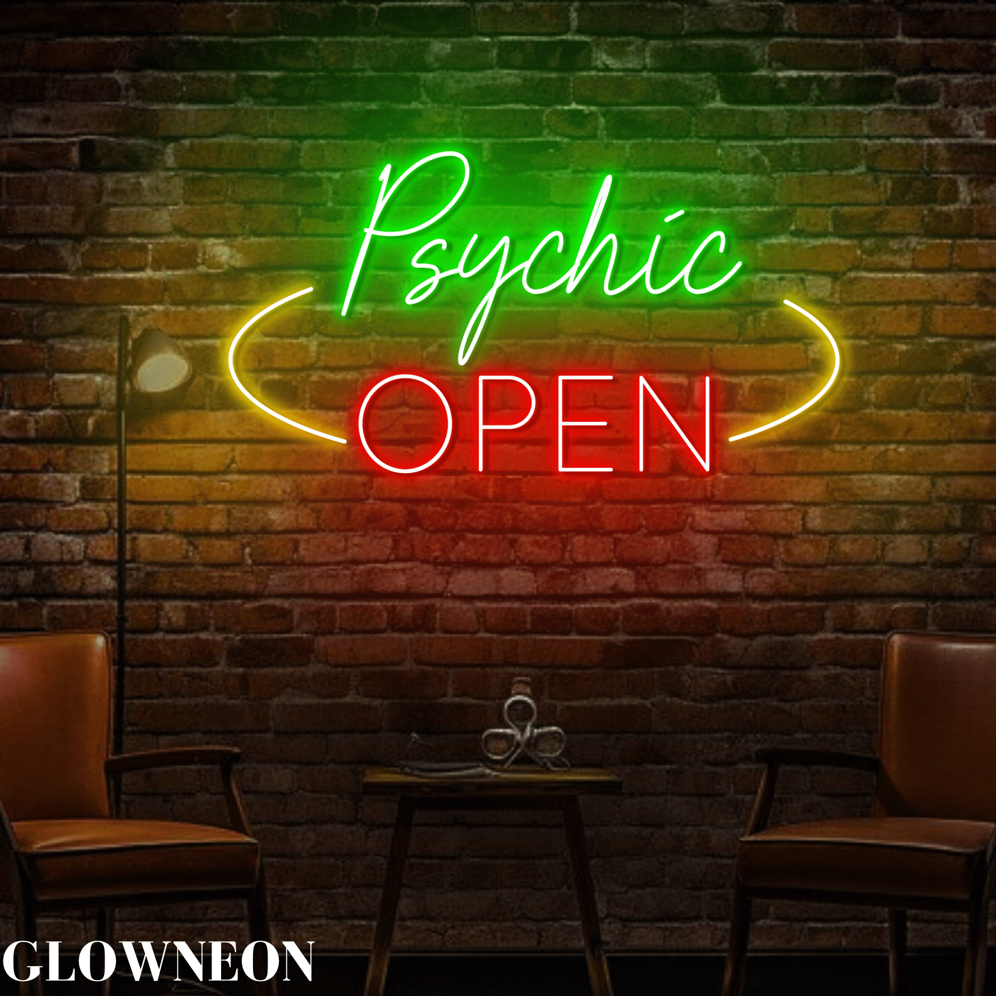 Glowneon Psychic Open Wall Art, Psychic Tarot Neon Sign, Psychic Sign