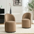 thumbnail image 3 of Upholstered Kitchen & Dining Room Barrel Chair, Mid Century Modern Round Velvet Dining Chair, 360 Degree Swivel Comfy Armless Accent Makeup Vanity Side Chair for Bedroom Living Room, Set Of 1, 3 of 7