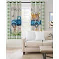 thumbnail image 2 of Green Plaid Easter Blackout Curtains for Bedroom Living Room Darkening Curtains 54 Inch Long Blue Truck Spring Floral Bunny Rustic Short Curtain for Small Window Treatment Grommet Drapes 42"x54"x2, 2 of 9