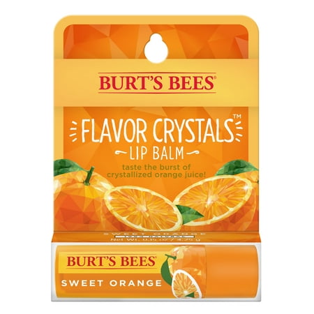 (2 Pack) Burt's Bees Flavor Crystals 100% Natural Lip Balm, Sweet Orange with Beeswax & Fruit Extracts - 1