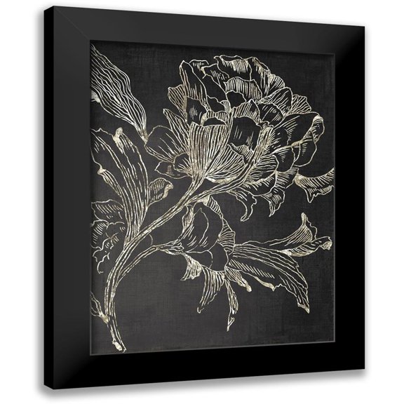 Jensen, Asia 12x14 Black Modern Framed Museum Art Print Titled - Golden Flower Folklore I