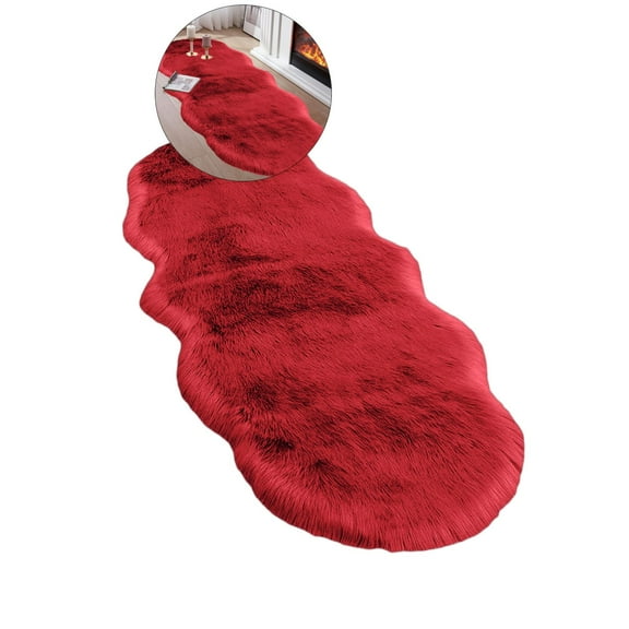 WNFJR Faux Fur Rug Sheepskin Rug Running Blanket Washable Fluffy Coarse Wool Carpet, Suitable for Bedroom Floor, Sofa Cushion, Living Room Bedside Carpet