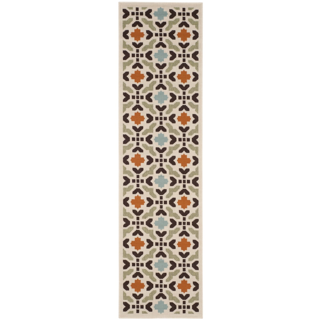 SAFAVIEH Veranda Branson Geometric Indoor/Outdoor Area Rug, 2'7" x 5', Cream/Terracotta