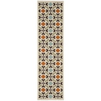 SAFAVIEH Veranda Branson Geometric Indoor/Outdoor Runner Rug, Cream/Terracotta, 2'3" x 12'