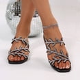 thumbnail image 2 of Rokment Sparkly Rhinestones Leaves Dress Slides Sandals for Women Bride Wedding 2026 Summer Bling Square Toe Chunky Block Low Heel Bridal Backless Slippers Black Size 7.5, 2 of 8