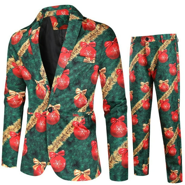 jovati Christmas Suit Jacket Mens Fashion Christmas Suit Jacket Suit Pants Two piece Suit