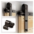 thumbnail image 3 of 4-16FT Sliding Barn Door Hardware Kit, Rail System & 2 Floor Guide J Style Roller Hanger For Double Wood Doors ,Sturdy and Durable, 3 of 6