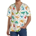 thumbnail image 1 of Balery Dinosaur Camisa Casual de Manga Corta con Botones para Hombre, Texturizada, Estilo Cubano, para Playa, Verano-3X-Large, 1 of 5