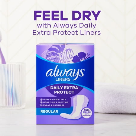 Always Anti-Bunch Xtra Protection Daily Liners, Long, Unscented, 136 CT