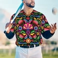 thumbnail image 6 of Daiia Colorful Floral Embroidery Mexican Mens Baseball Jersey Button Down Shirts Short Sleeve Sports Uniforms-Small, 6 of 9