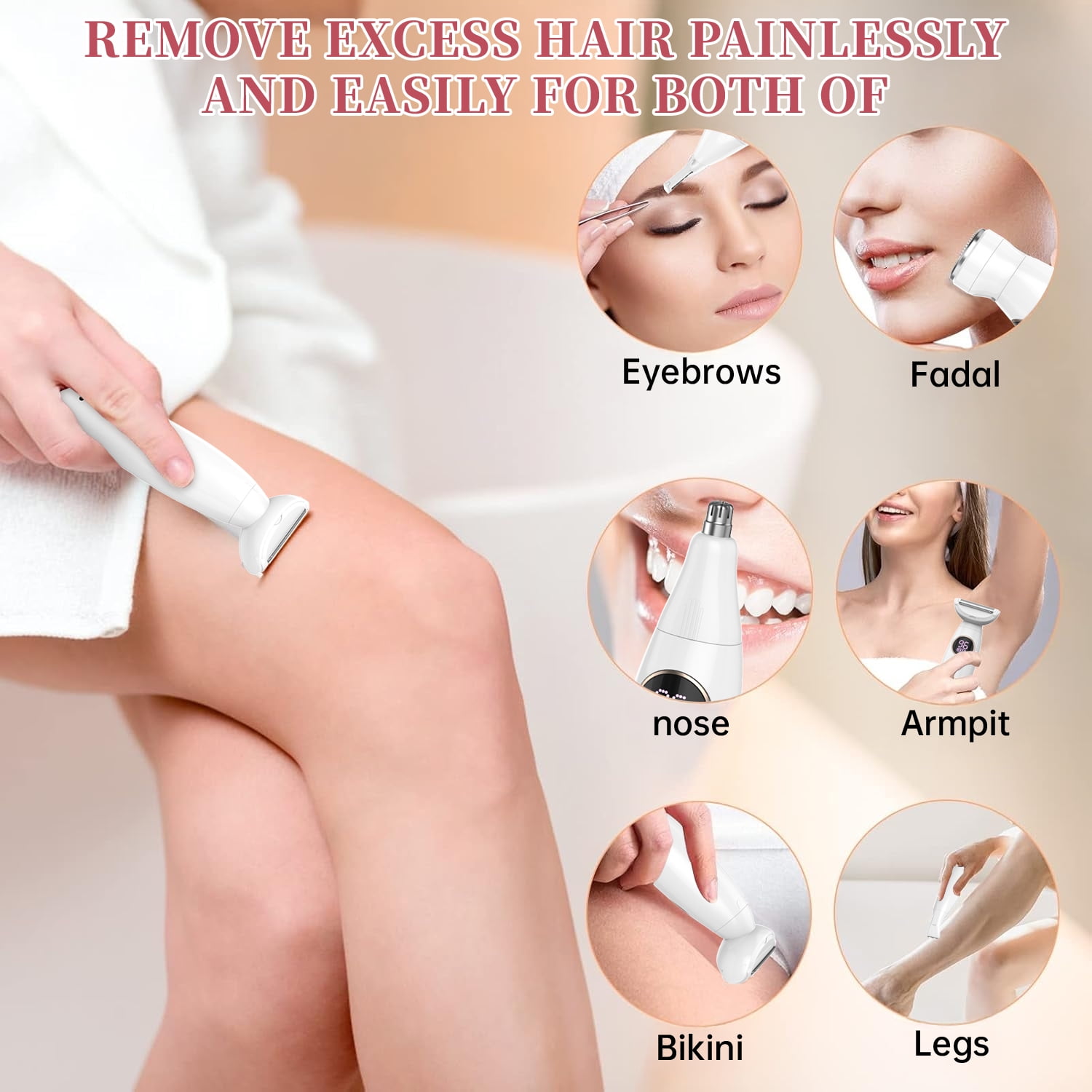 5 in 1 Bikini Trimmer for Women, IPX7 Waterproof Wet & Dry Electric Razors for Women with Charge Dock, Womens Electric Shaver for Bikini Underarm Body Face