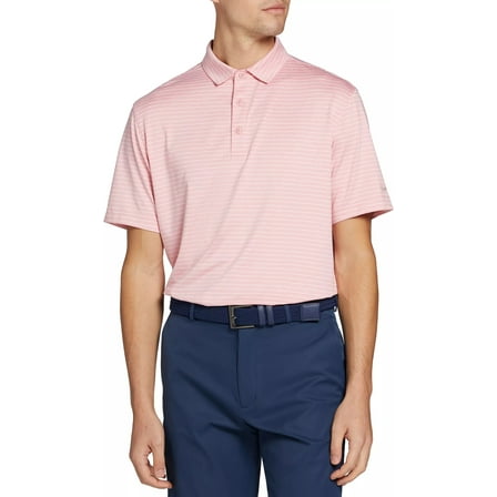 Walter Hagen Performance 11 Classic Stripe Polo, Men's, Small, Brilliant Pink St