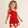 thumbnail image 6 of qelini Sleeveless Top and Shorts Set Girls 0-3Years 3D Floral Ribbed Knit Summer 2 Piece Outfit Summer Sets, 6 of 8