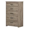 thumbnail image 2 of South Shore Tassio 5-Drawer Chest for Adult, in Weathered Oak, 2 of 11