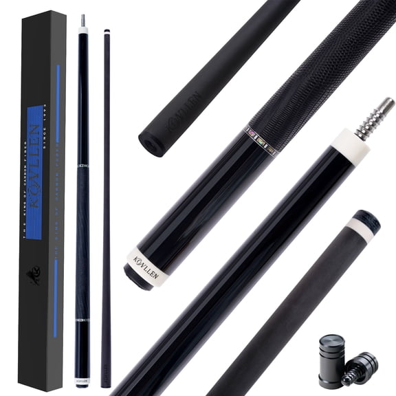KONLLEN Carbon Fiber Pool Cue Stick with 11.8mm black Low Deflection Hand-Made Inlay Billiard Cue