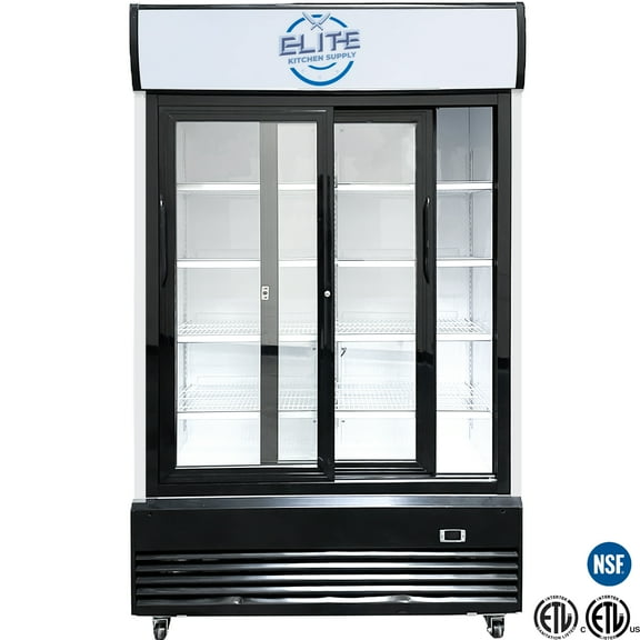 NSF 48 in. Sliding Door Commercial Refrigerator 32 Cu.Ft. Tempered Glass Merchandiser Refrigerator, Disaplay Cooler