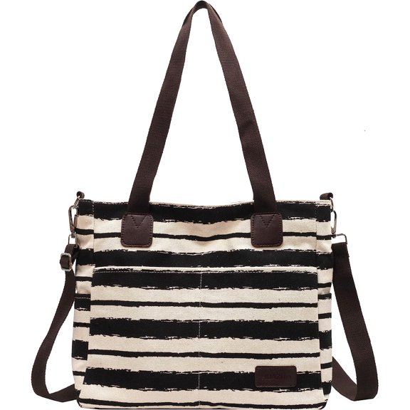Canvas Tote Bag for Women & Men Canvas Tote Purse Shoulder Crossbody Bag Small Handbag Multi-pocket Messenger Bags