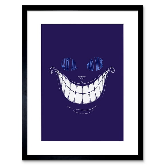 Cheshire Cat Alice Mad Artwork Framed Wall Art Print 9X7 Inch