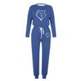 thumbnail image 4 of Puntoco Conjunto de pijama cómodo para mujer, con estampado de letras de invierno, cuello redondo, manga larga, pantalones, ropa informal para el hogar, 4 of 4
