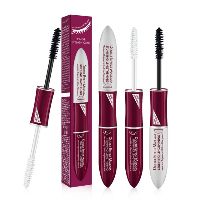 Doble cabeza Mascara impermeable alargamiento de pestañas crema ojo maquillaje herramienta