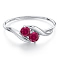 thumbnail image 3 of Gem Stone King 10K White Gold Round Red Created Ruby Ring for Women (0.50 Cttw, Round 3.5MM, Gemstone July Birthstone, Size 6), 3 of 6
