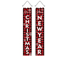 HCBY Christmas Porch Sign Set with Couplet Verses, Outdoor Hanging Wall Decor for Traditional Holiday Doorway Greetings(1)