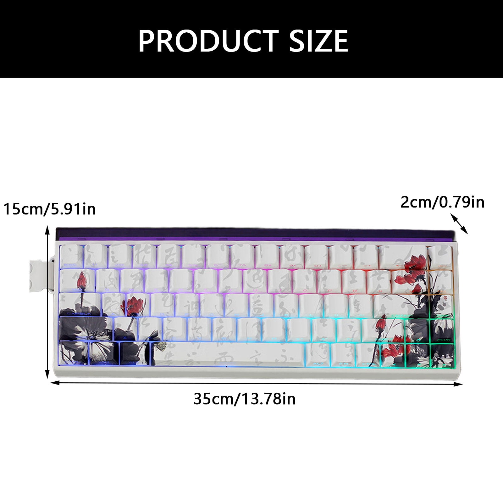 PBTs Keycaps for Mechanical Keyboards 65 Percent Layout Japanese Plums Blossoms Theme OEM Height Profile with Oil Resistant Coating