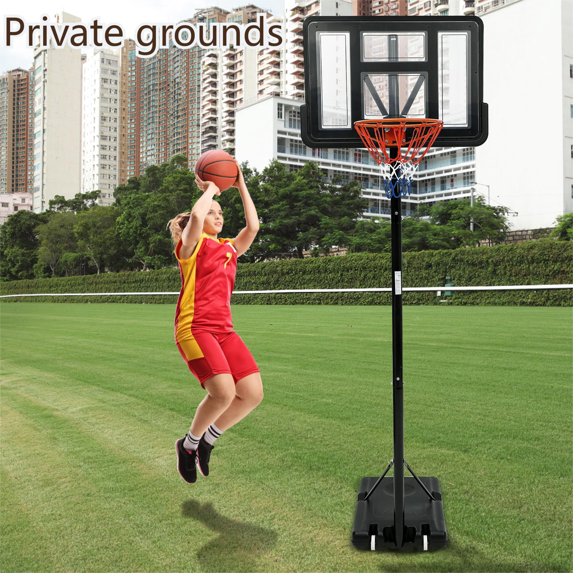 Luku Portable Basketball Hoop Outdoor, 5.2-10FT Height Adjustable Basketball Hoop Goal System with 44" Backboard and Wheels for Youth Adults - Backyard, Indoor Play