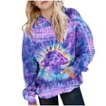 thumbnail image 2 of Kids' Mushroom Tie-Dye Print Hooded Sweatshirt with Long Sleeves and Pocket, Colorful Pullover for Boys and Girls, Limited Time Offer Under 10 Dollars, 2 of 6