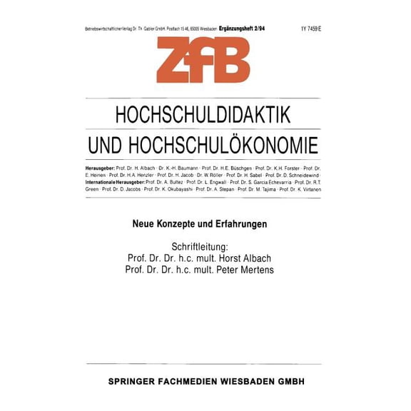 Zeitschrift FÃ¼r Betriebswirtschaft Hochschuldidaktik Und HochschulÃ¶konomie: Neue Konzepte Und Erfahrungen, Book 2, (Paperback)