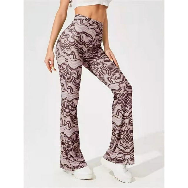 Pantalones acampanados casuales de yoga con ondas de agua para mujer nuevos de primavera y verano