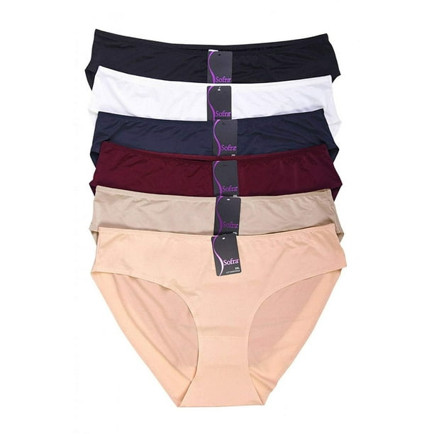 Iheyi 6 Pieces Plus Size Smooth Plain NO LINE No Show Laser Cut