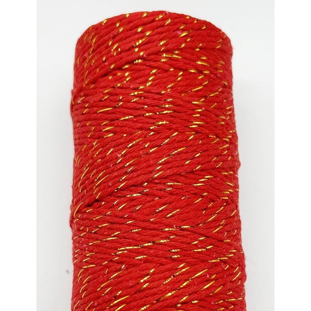 Nvzi 218 yardas de cordón de algodón de macramé trenzado de 1,5 mm, hilo dorado para trenzar cuentas, cuerda de hilo beige para tejer, hacer joyas, decoración, rojo A