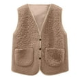 thumbnail image 3 of YDFCWXW Womens Sherpa Vest Casual Warm Fuzzy Faux Shearling Vest Sleeveless Fleece Jacket Pockets Teddy Coat Gilet for Winter Fashion (Khaki, S), 3 of 8