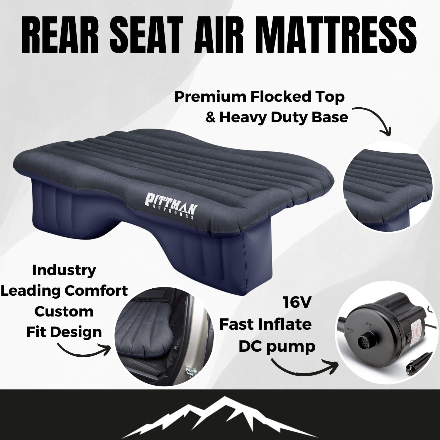 Pittman Outdoors - Back Seat Air Mattress for Mid Size Truck, Cars & Suv's  - 55" Wide Airbedz
